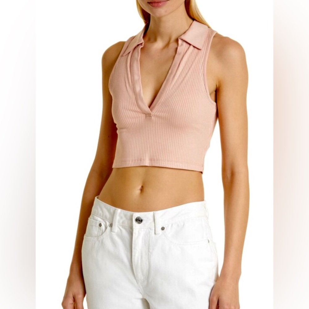 NEW!  The Range. Alloy Rib Crop polo. Size Small. Dusty desert.